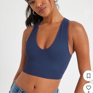 Garage ribbed crop top XS, blue